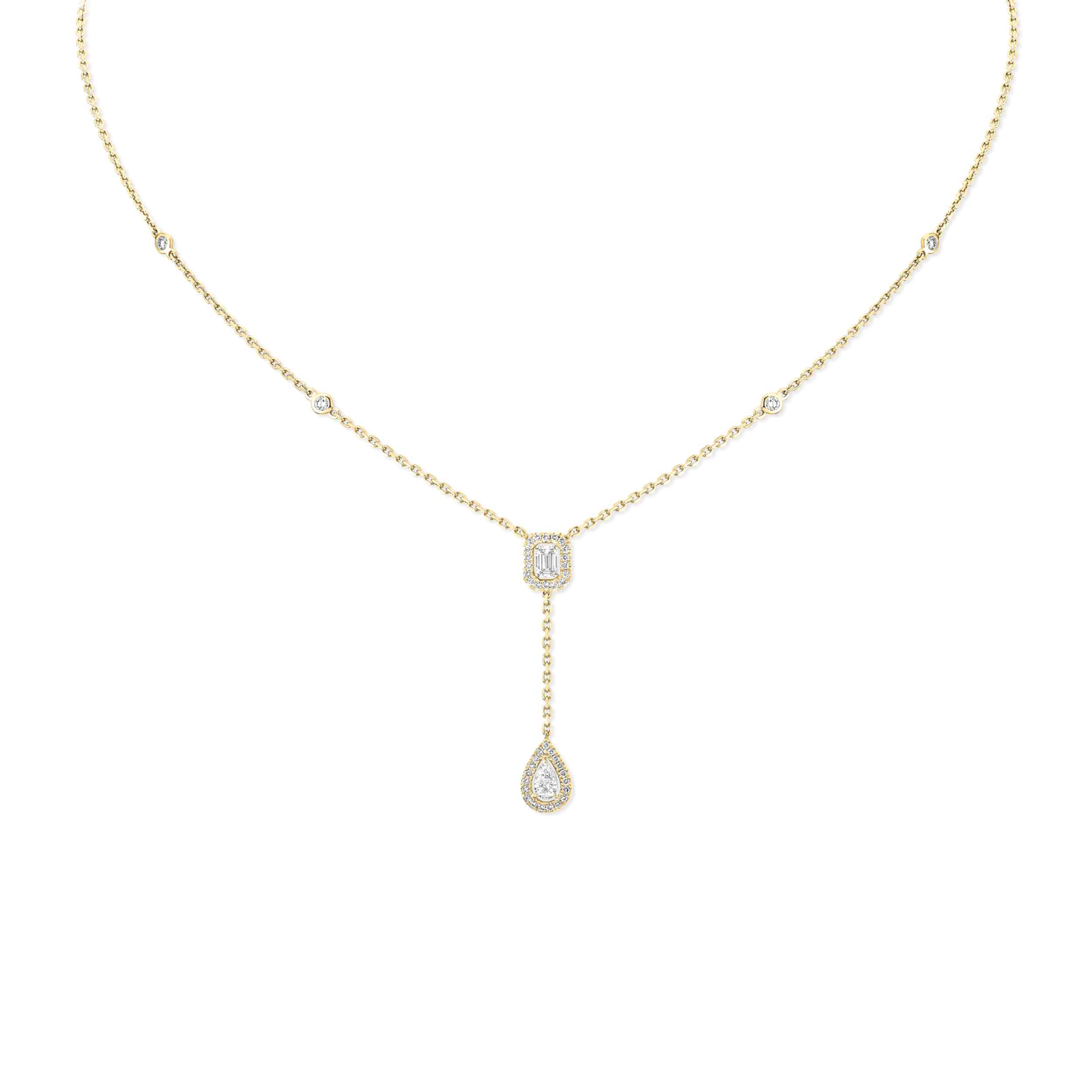 MESSIKA MY TWIN TIE NECKLACE 2X 0.10CT YELLOW GOLD DIAMOND NECKLACE 06693-YG